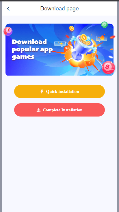 Daman app download screen with Complete Installation and Quick Installation options